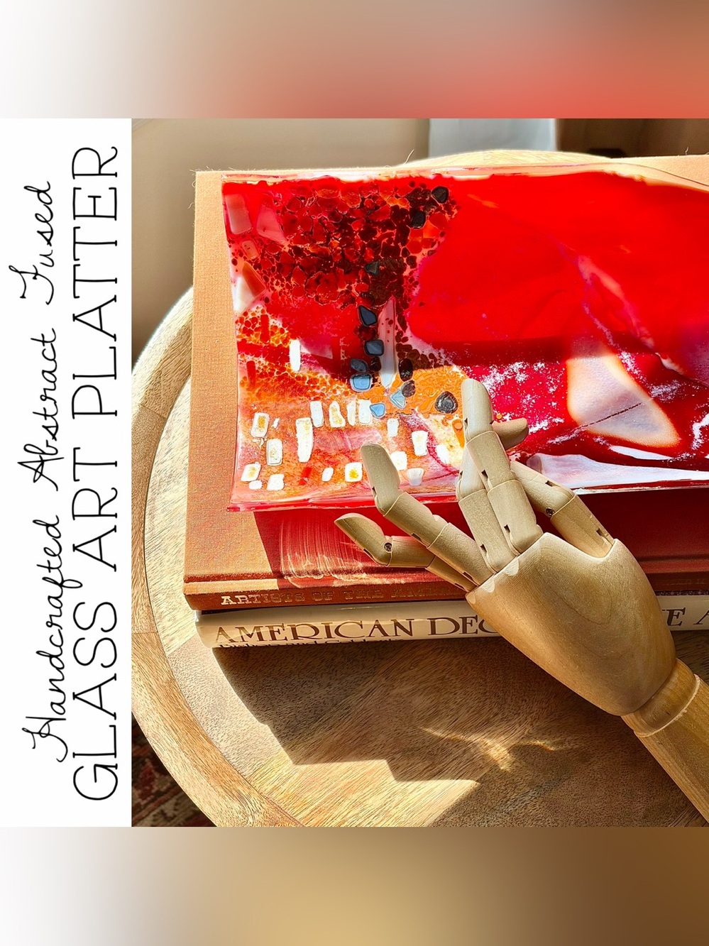 Handcrafted Abstract Fused Glass Art Platter